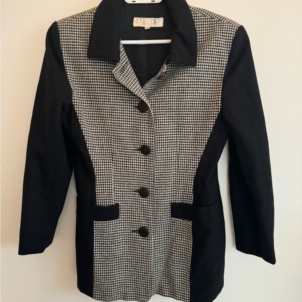 Women's Black and White Houndstooth Jacket